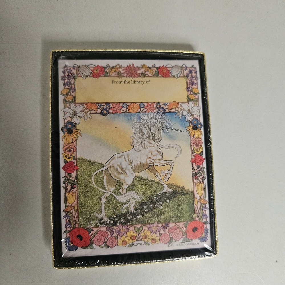Vintage Antioch Michael Hague Unicorn Bookplates 30 Self-Stick Labels B313 NEW